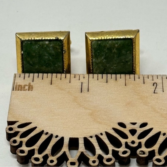 Jade Green Stone Vintage Quality DANTE Cuff Links beautiful - Picture 7 of 8